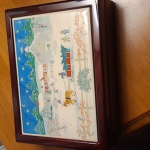Winter Village Scene Decorative Enameled Box